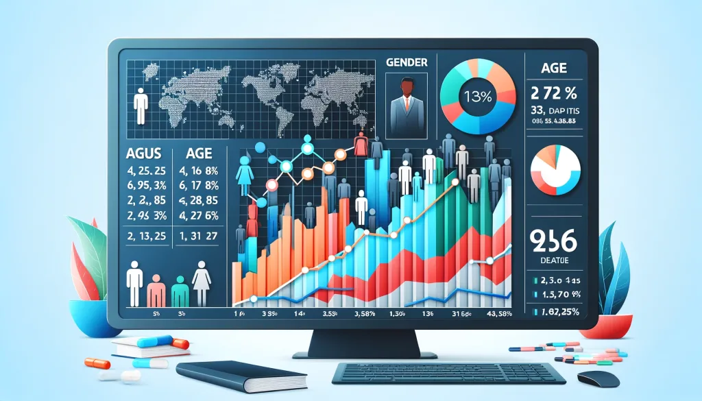 DALL·E 2024 05 26 01.26.49 A demographic statistics chart showing graphs with age gender and race distribution of sports bettors. The chart should have a clean and professiona